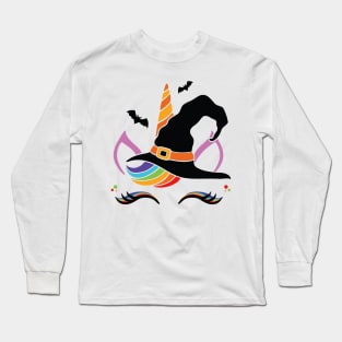 Cute Unicorn Witch LGBT Gay Halloween Rainbow Gift Long Sleeve T-Shirt